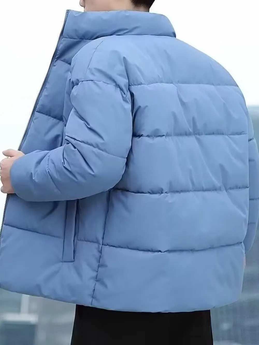 Men's Plus Size Quilted Zip Up Winter Coat, image 4