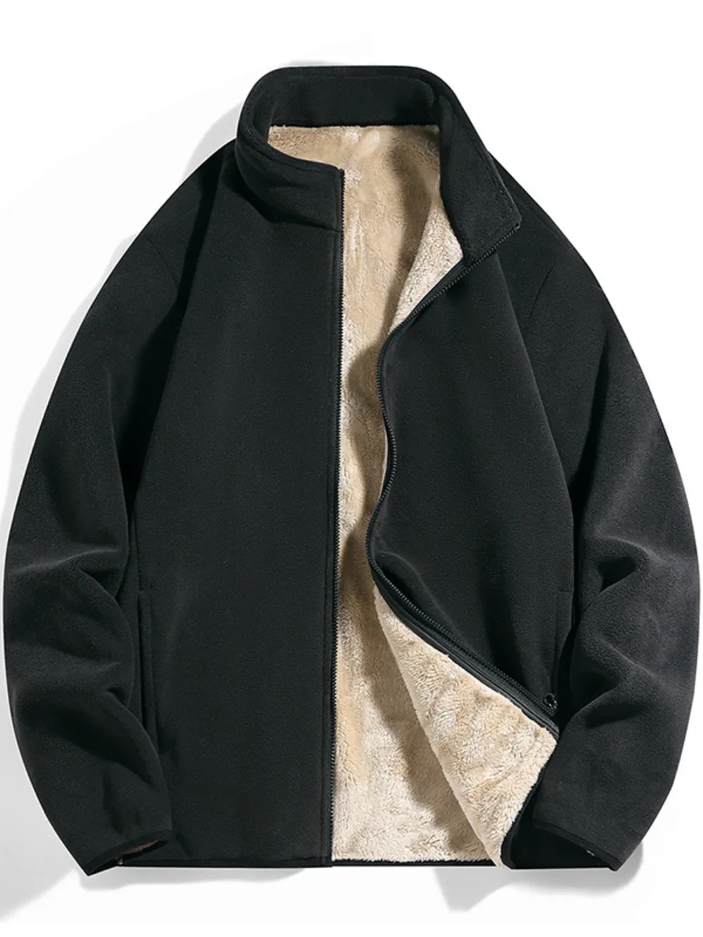 Men's Plus Size Fleece Lined Zip-Up Top, image 9