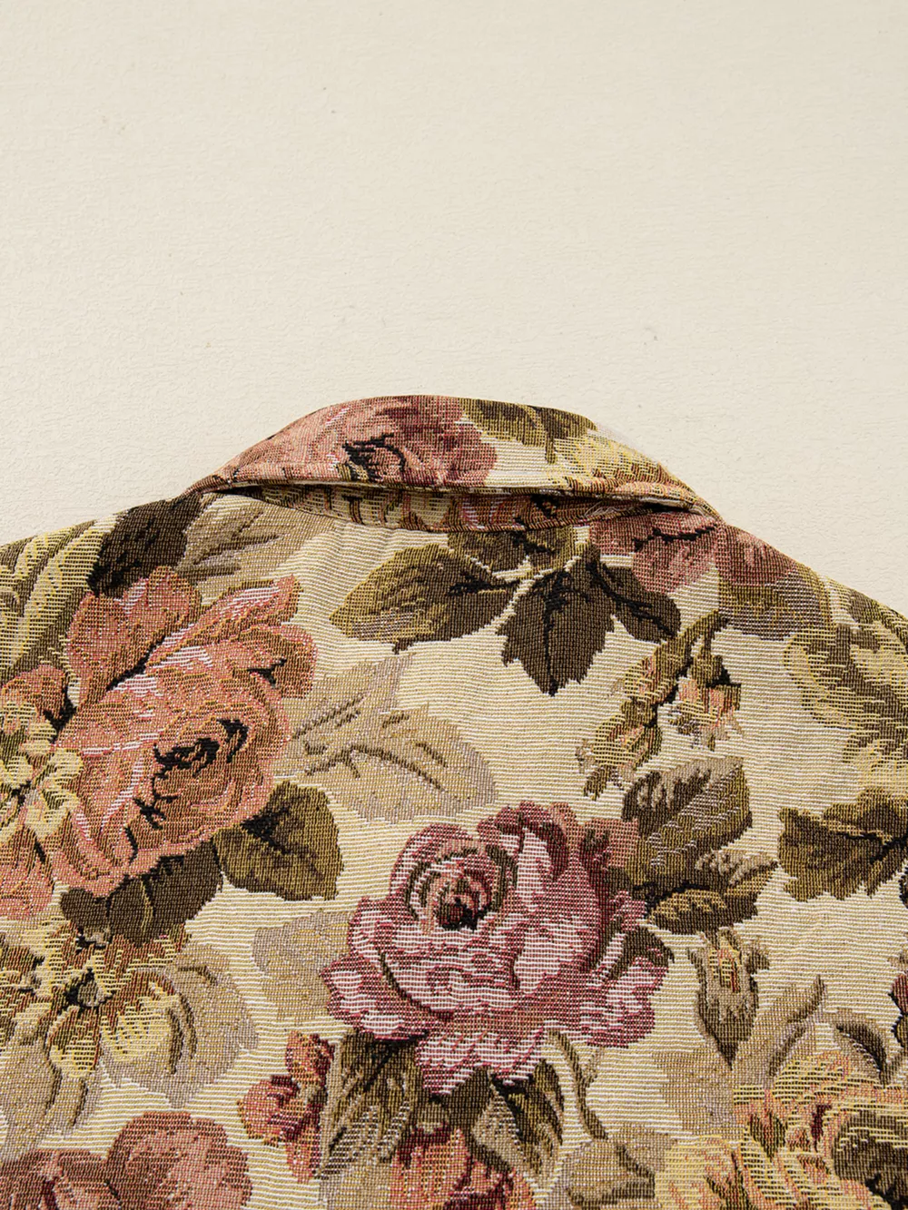 Floral Waffle Knit Patchwork Chest Pockets Buttoned Jacket, image 4