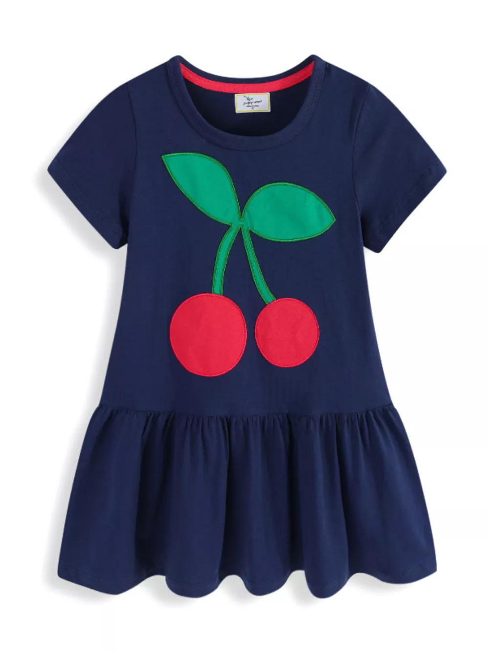 Children's Cherry Applique Ruffle Hem Dress, image 3