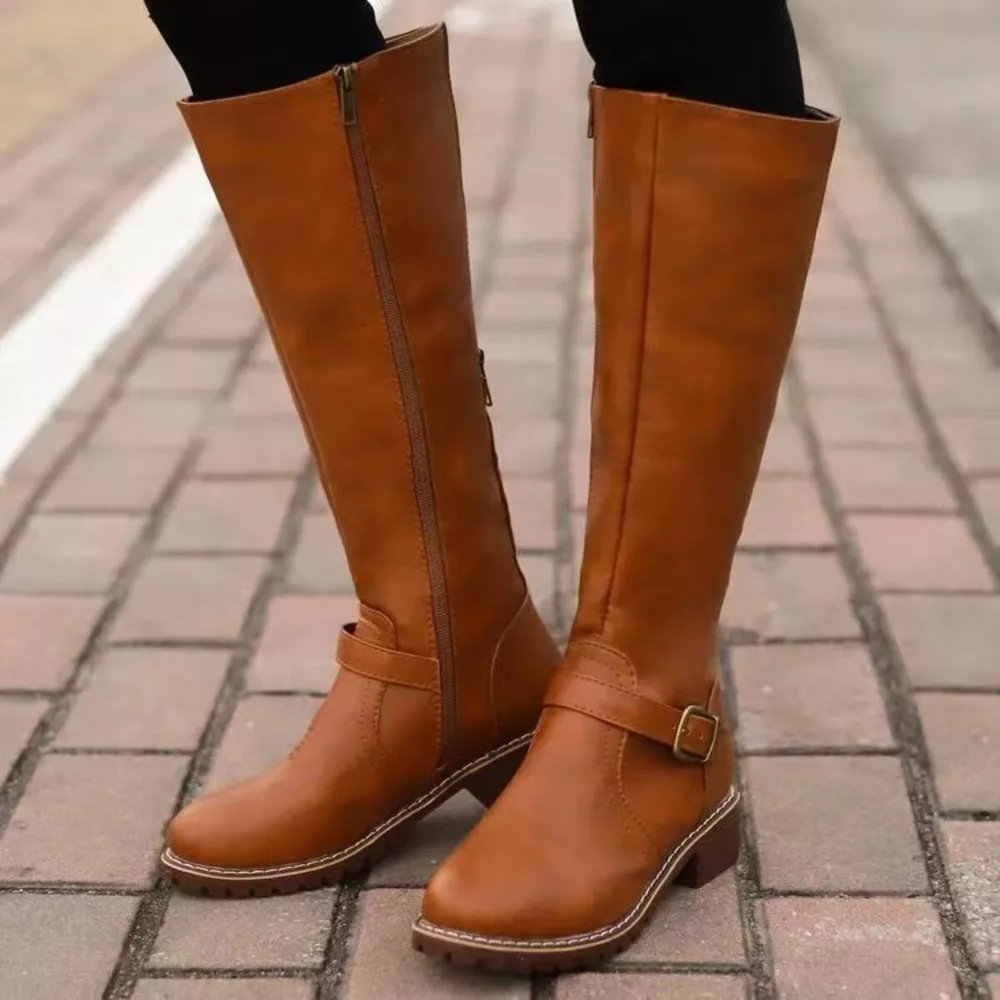 Round Toe Block Heels Boots, image 5