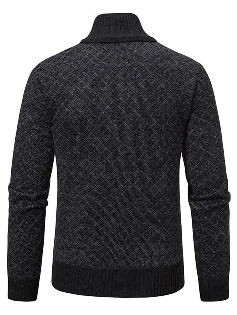 Men's Plus Size Diamond Pattern Zip-Up Knit Cardigan, image 8