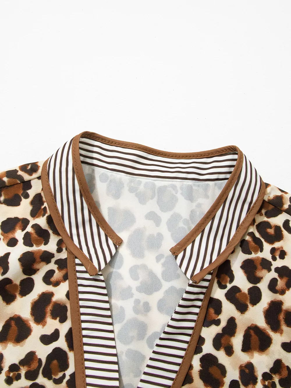 Leopard Print Striped Patchwork 3/4 Sleeve Loose Mini Dress, image 3