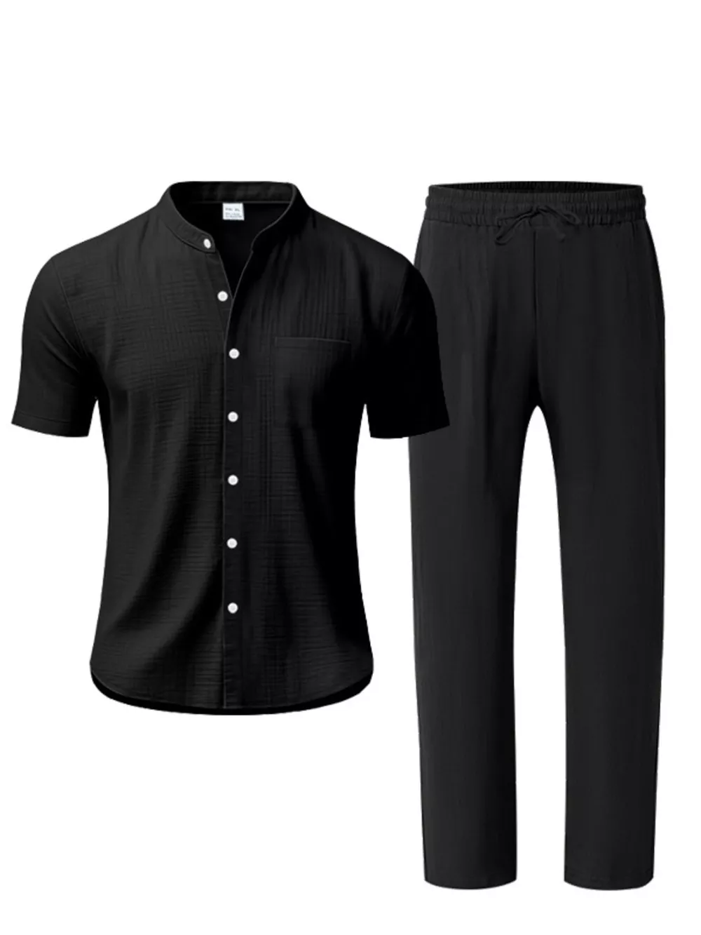 Men's Full Size Casual Button Up Short Sleeve Shirt and Pants Set Plus Size, image 5