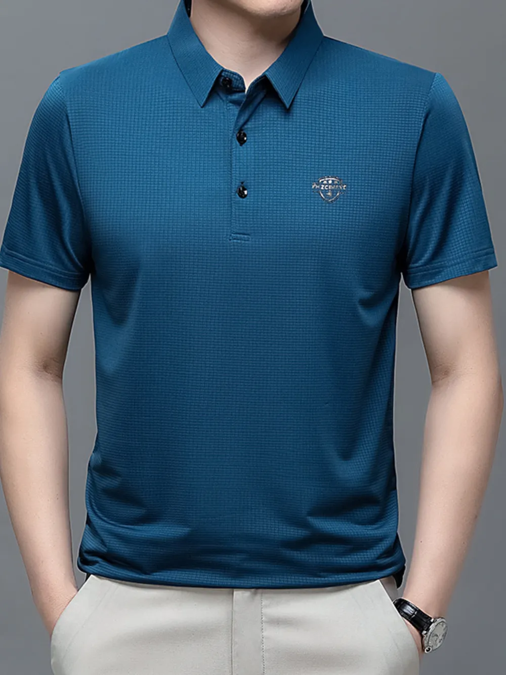 Men's Plus Size Breathable Short Sleeve Polo, image 2