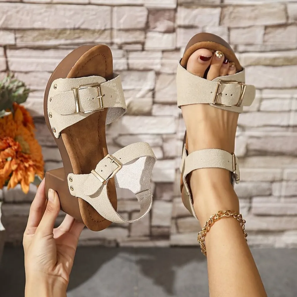 Buckle Platform Wedge Sandals, image 3