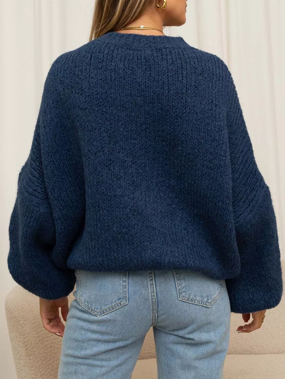Round Neck Dropped Shoulder Sweater, image 12