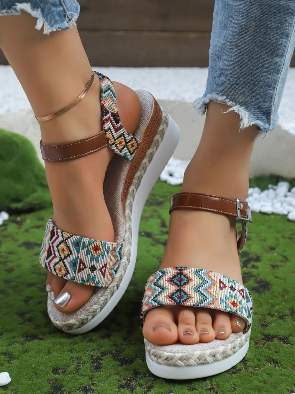 Open Toe Platform Wedge Sandals, image 4