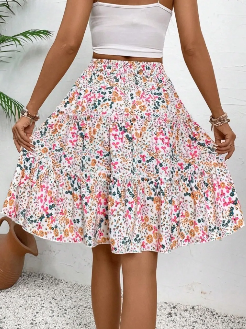 Floral Print Midi Skirt, image 7