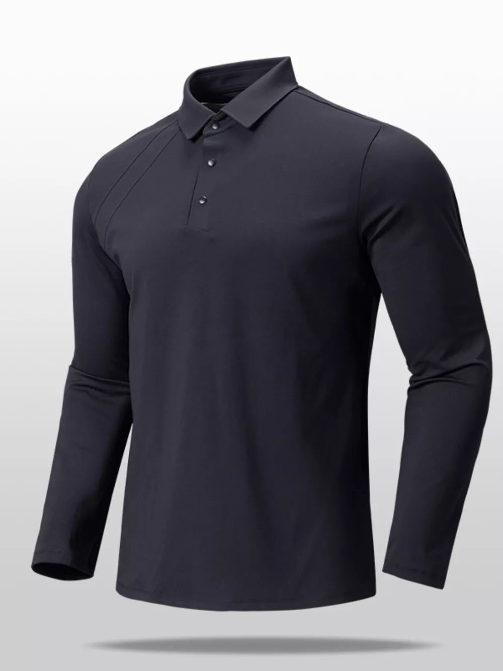 Men's Plus Size Long Sleeve Button Detail Polo, image 7