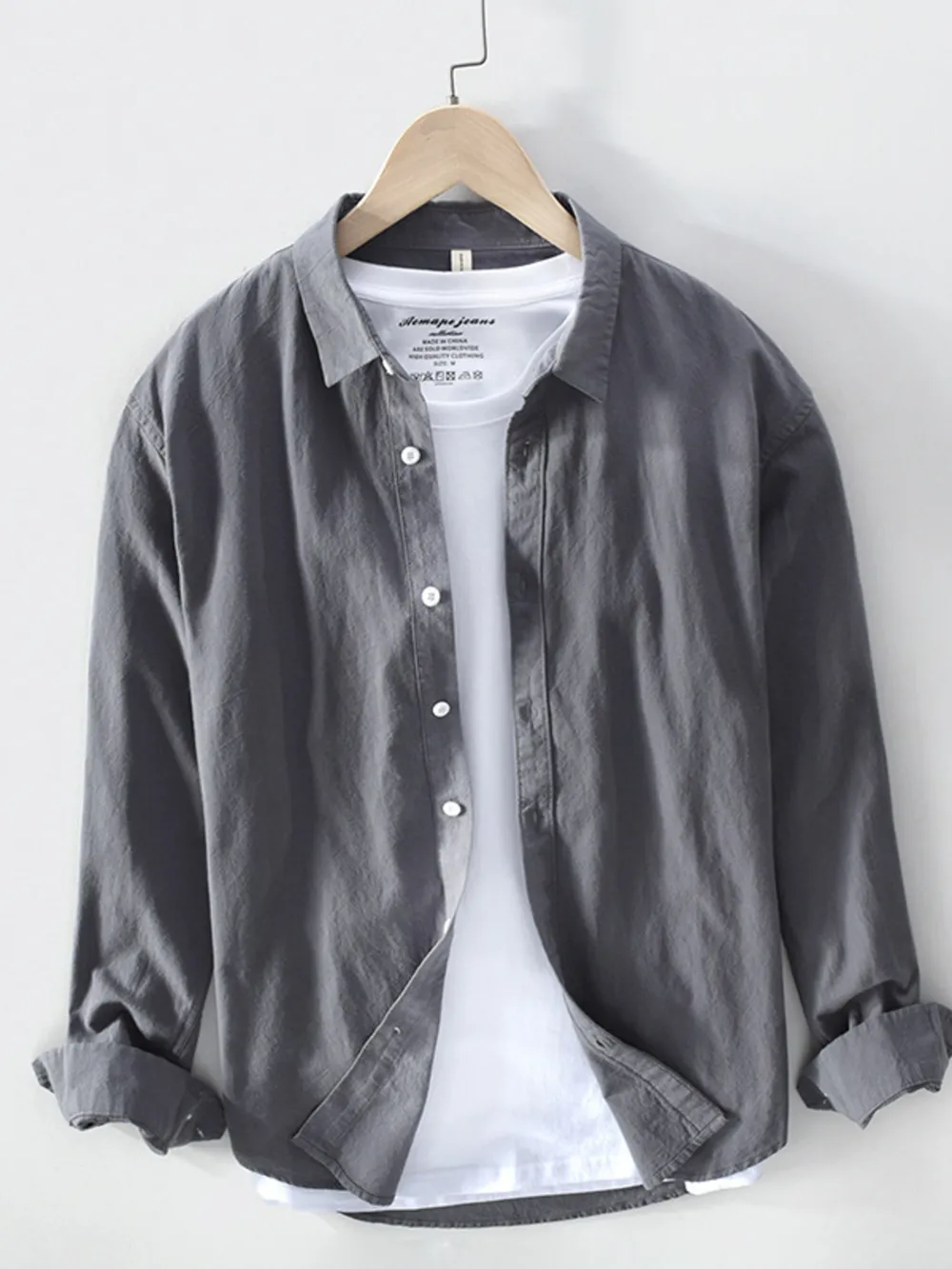 Men's Plus Size Long Sleeve Button-Up Shirt, image 5