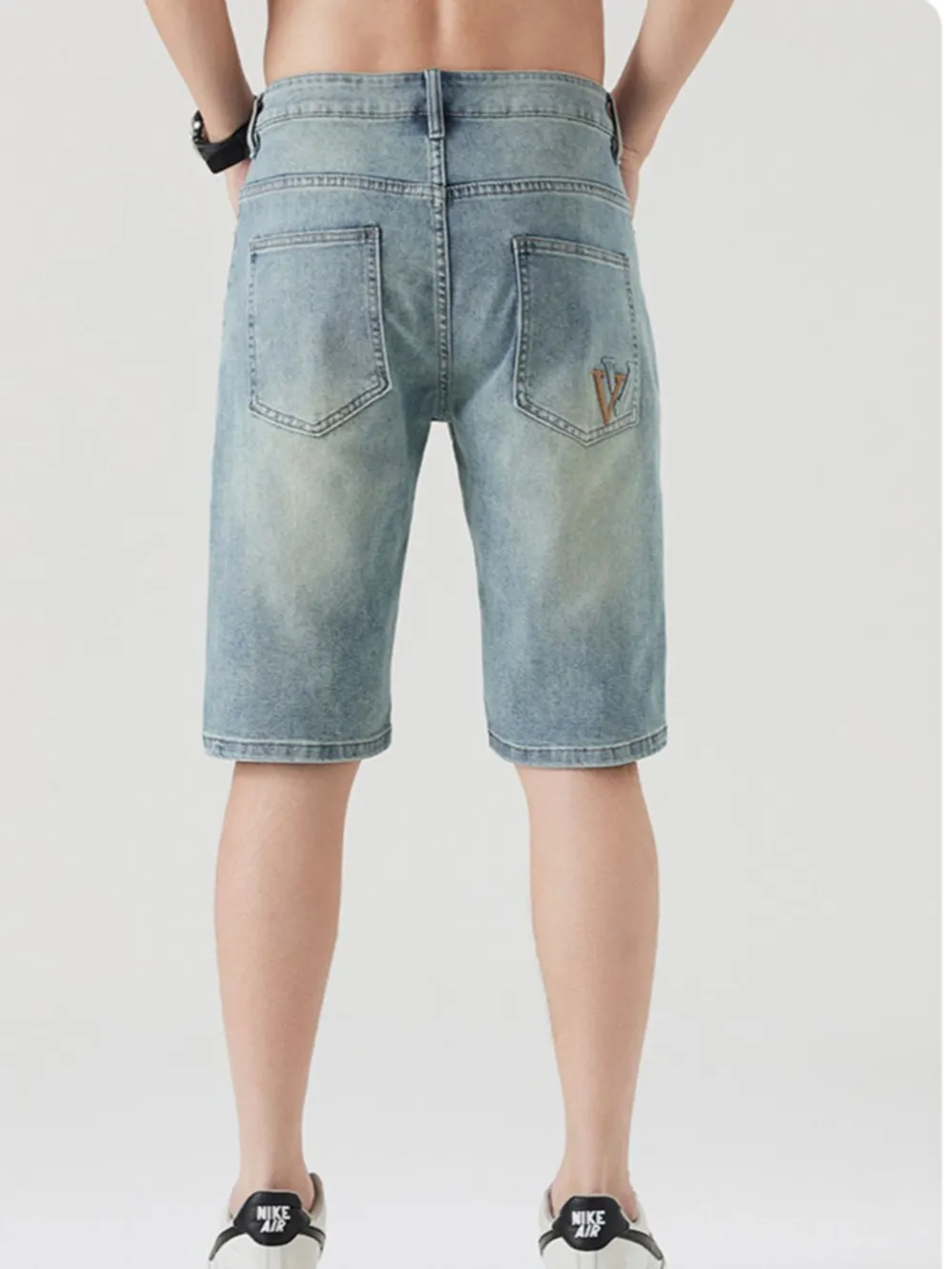 Men's Pocketed Wash Casual Denim Shorts, image 5