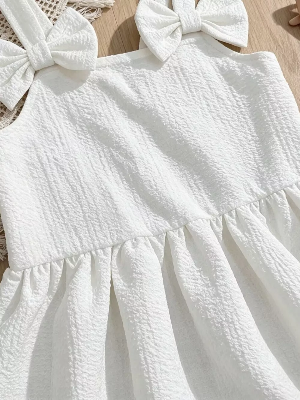 Children's Bowknot Decor Ruffle Hem Sleeveless Dress, image 9