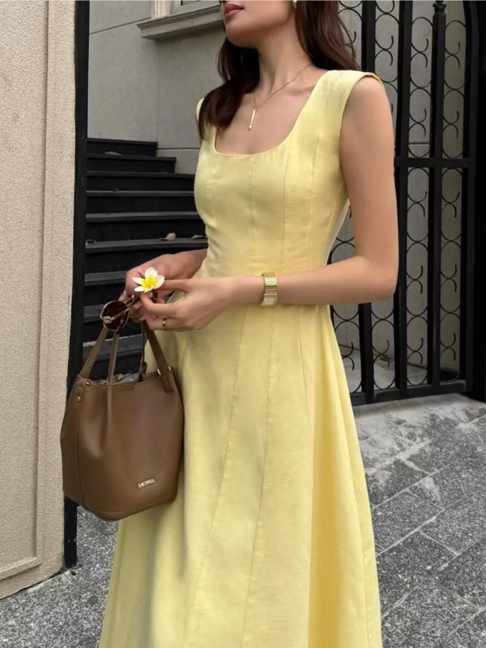 Sleeveless Scoop Neck A-Line Midi Dress, image 4