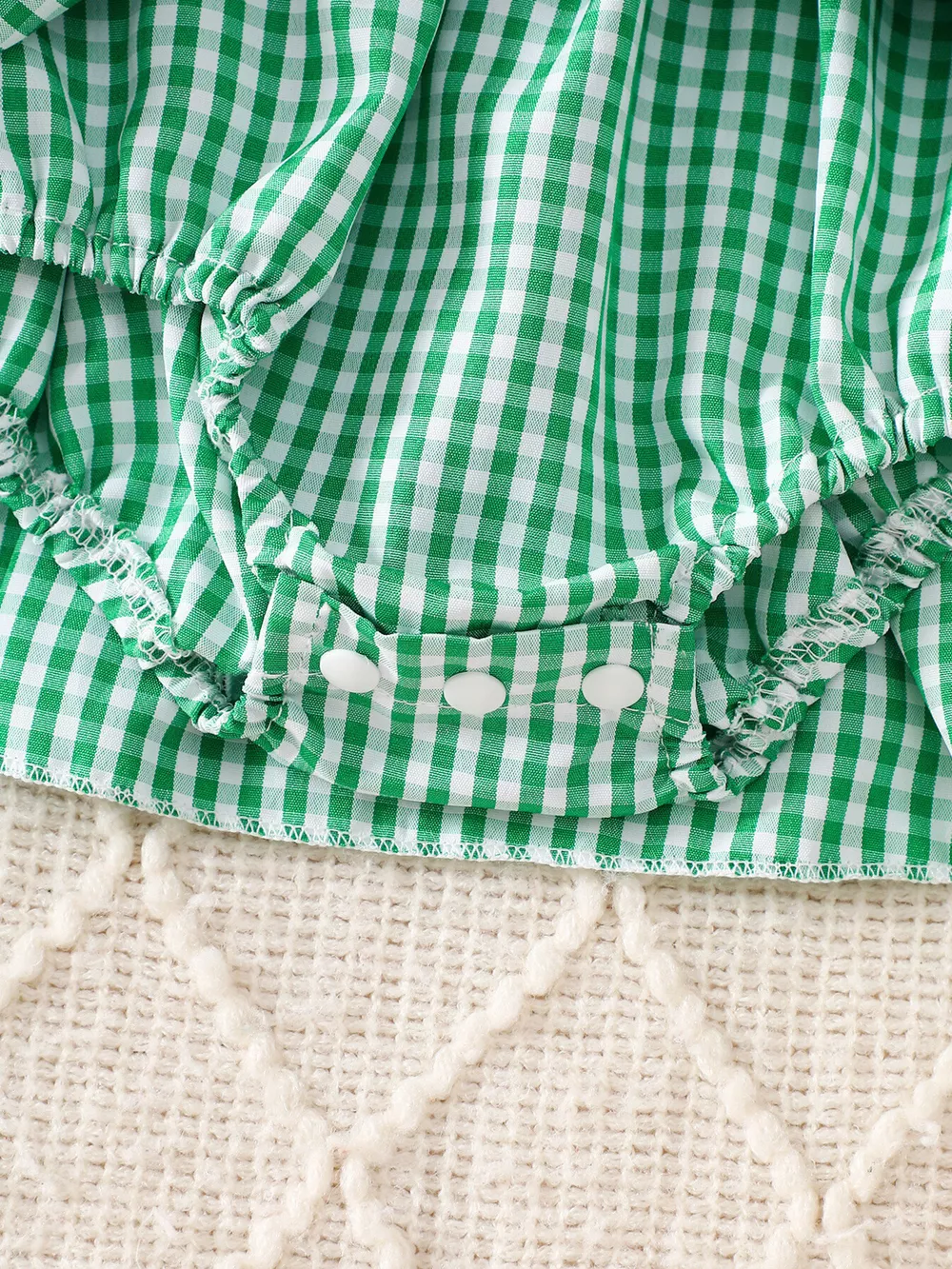 Children's Christmas Santa Embroidered Gingham One-Piece Bodysuit Dress, image 5