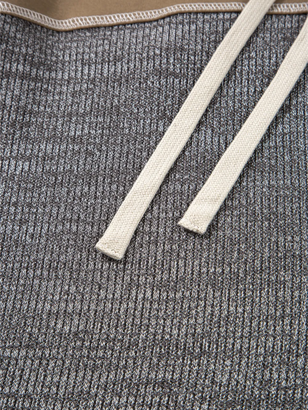 Mixed Texture Patchwork Exposed Seam Half Button Hoodie, image 5