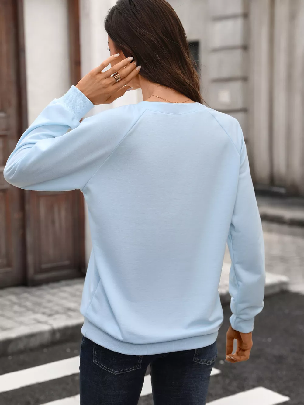 Notched Raglan Sleeve Sweatshirt, image 18