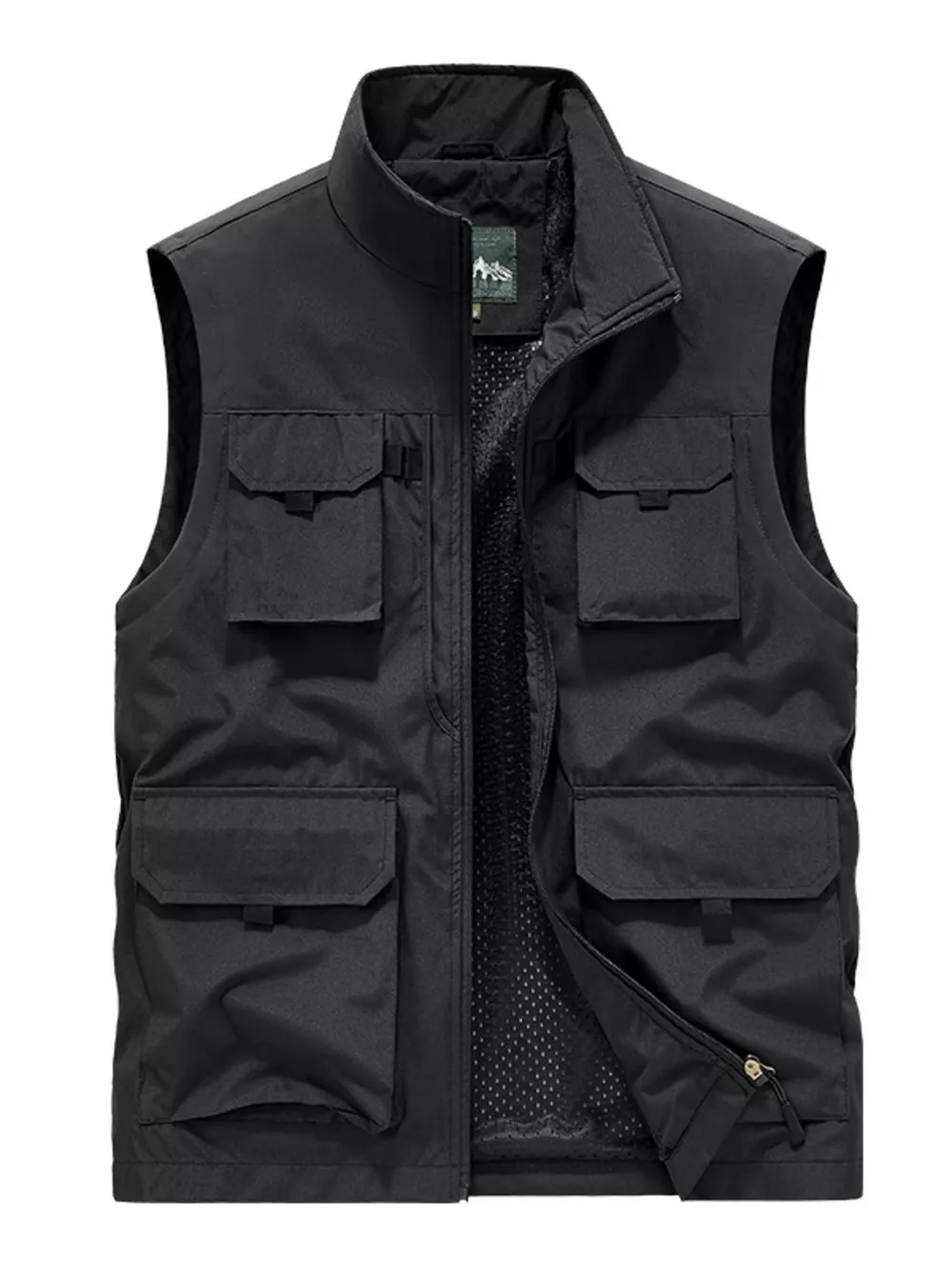 Men's Plus Size Multi-Pocket Zip Up Vest Coat, image 3