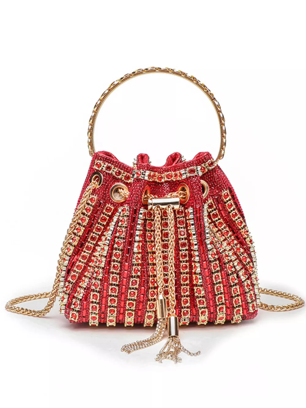 Rhinestone Embellished Bucket Crossbody Bag, image 9