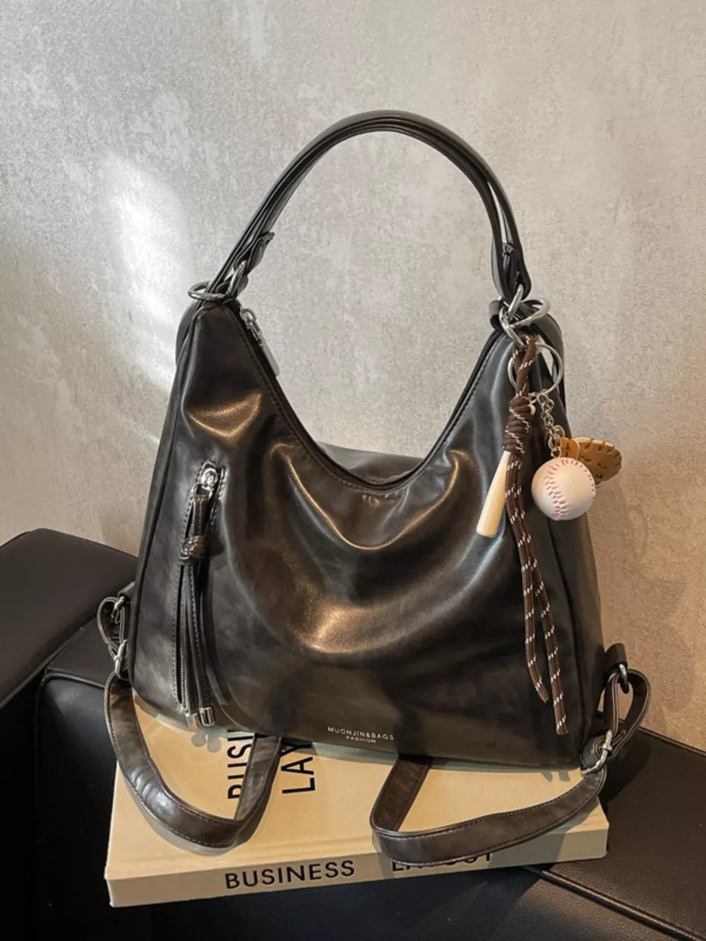 Vintage Style Leather Shoulder Bag, image 2
