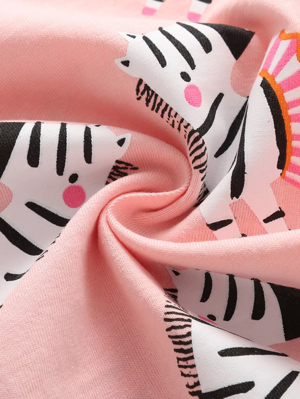 Children's Zebra Print Round Neck Top and Shorts Set, image 3