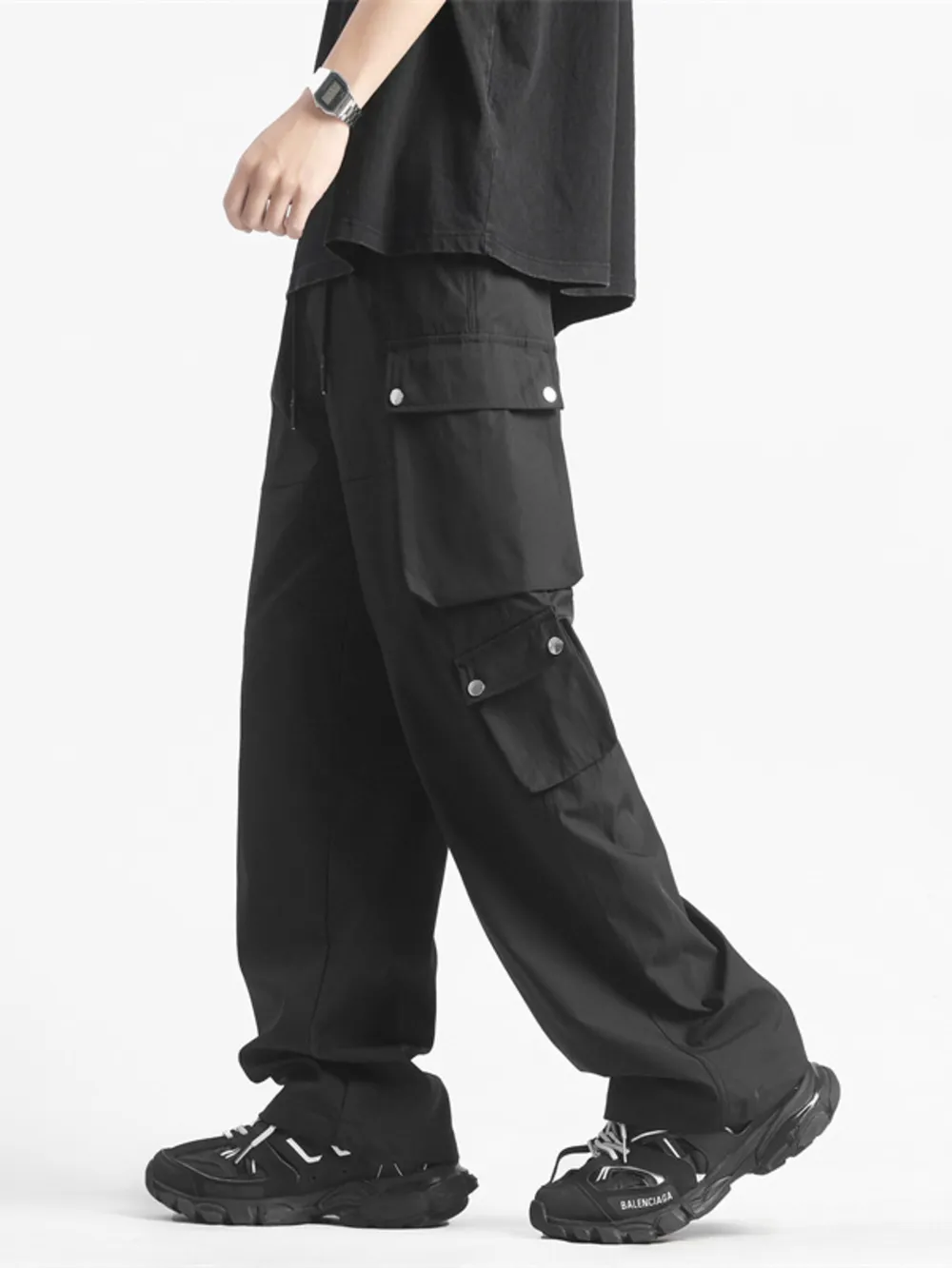 Men's Plus Size Wide Leg Cargo Pants, image 2
