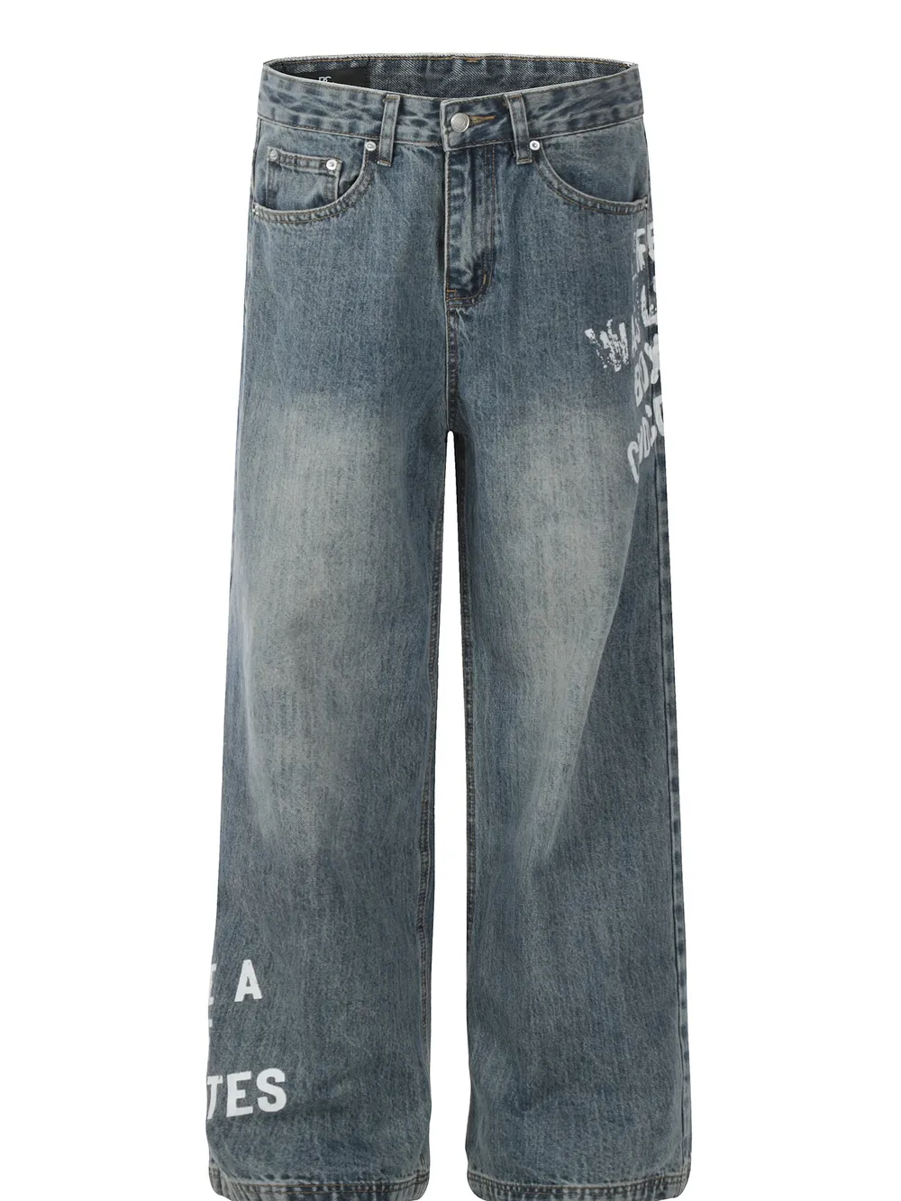 Men's Washed Wide Leg Jeans