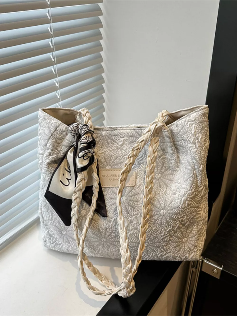 Braided Handle Tote Bag, image 7