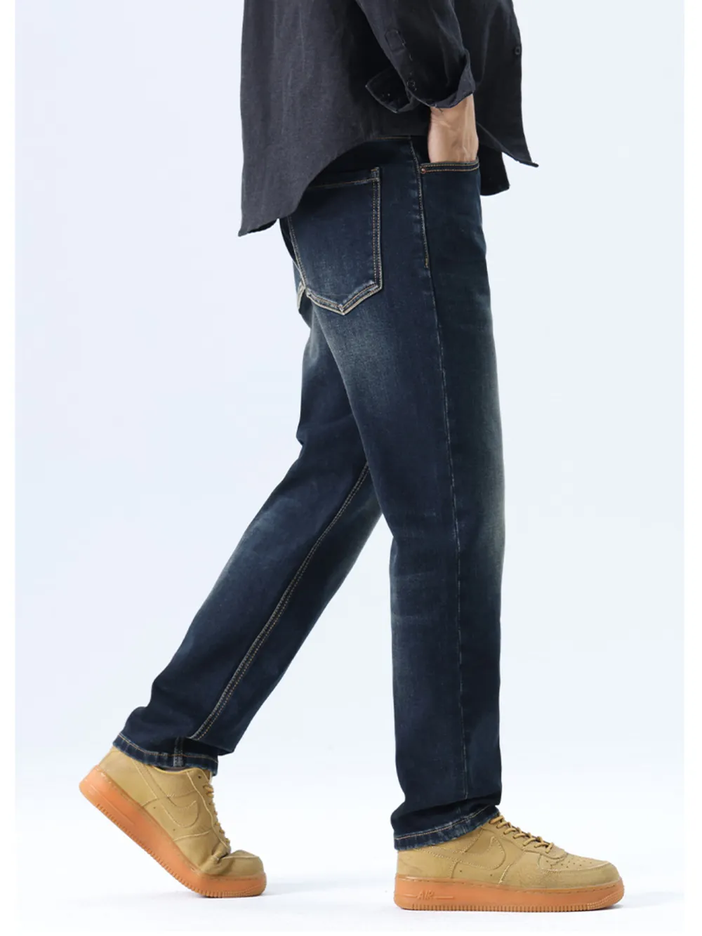Men's Straight Leg Washed Jeans, image 4