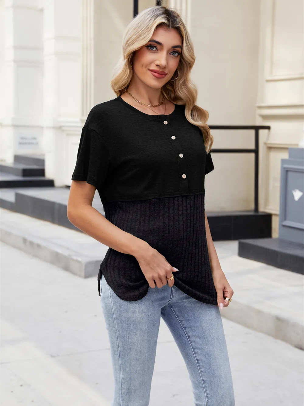 Two-Tone Short Sleeve Top, image 18