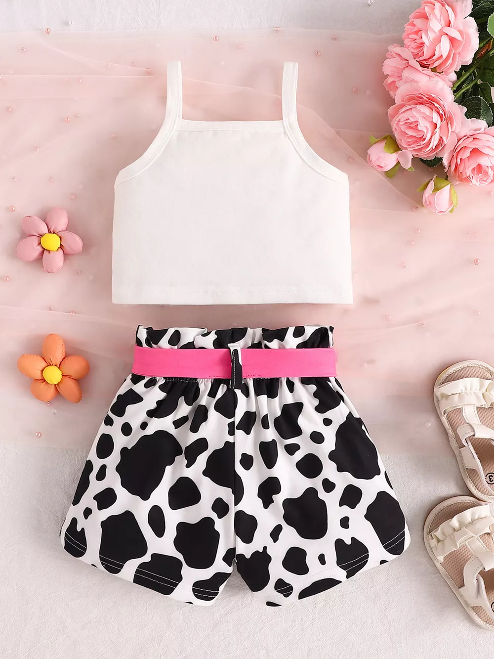 Children's Cow Print Tank Top & Shorts Set, image 8