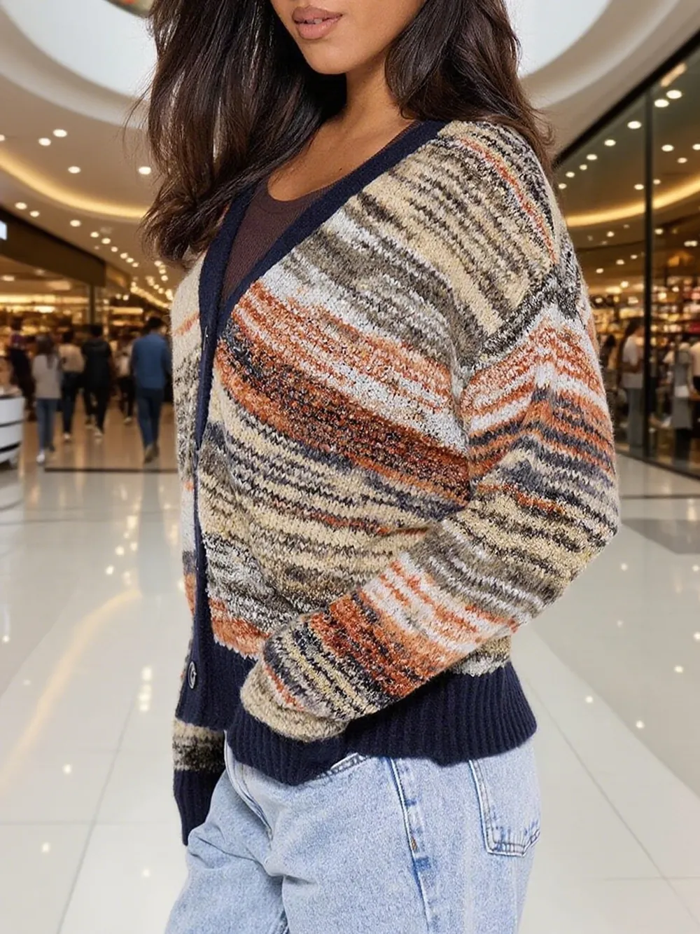 Gradient Stripe Button-Up Cardigan, image 9