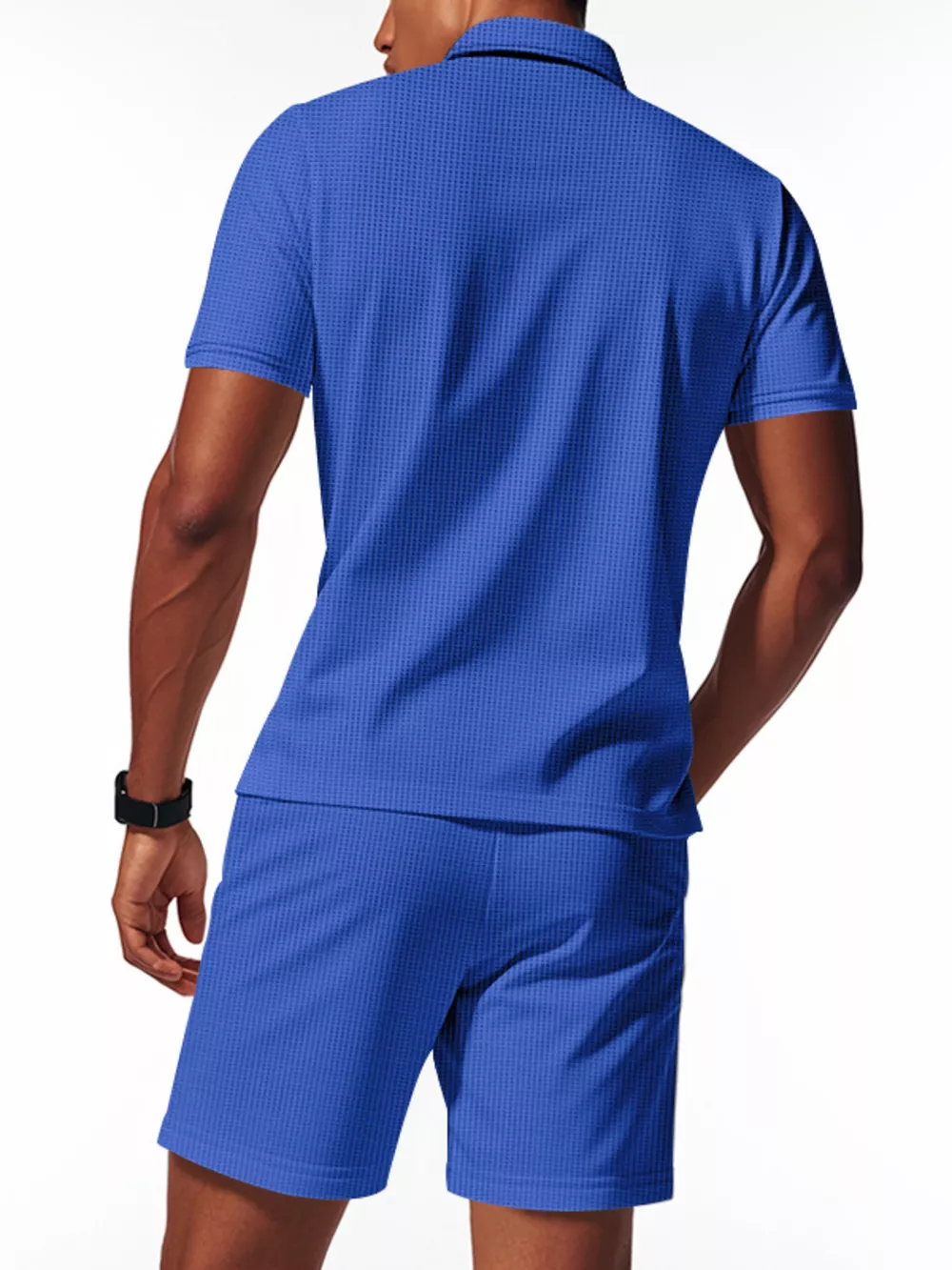 Men's Full Size Textured Short Sleeve Polo and Shorts Set Plus Size, image 6