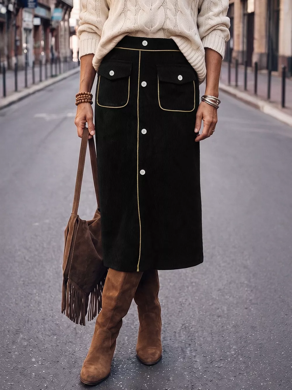 Corduroy Midi Skirt, image 2