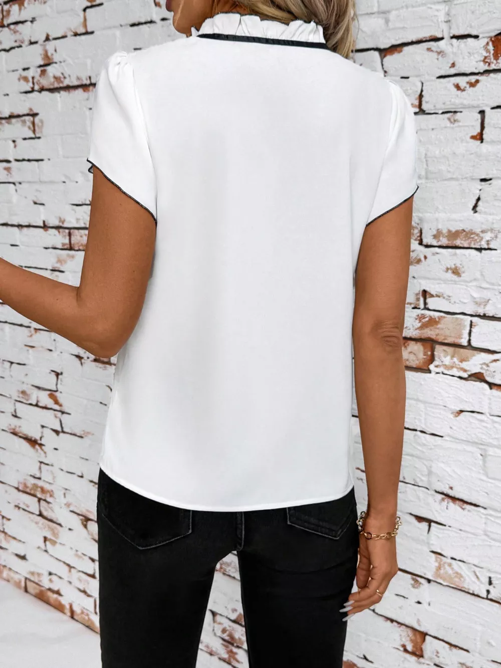 Tie Neck Short Sleeve Blouse, image 18