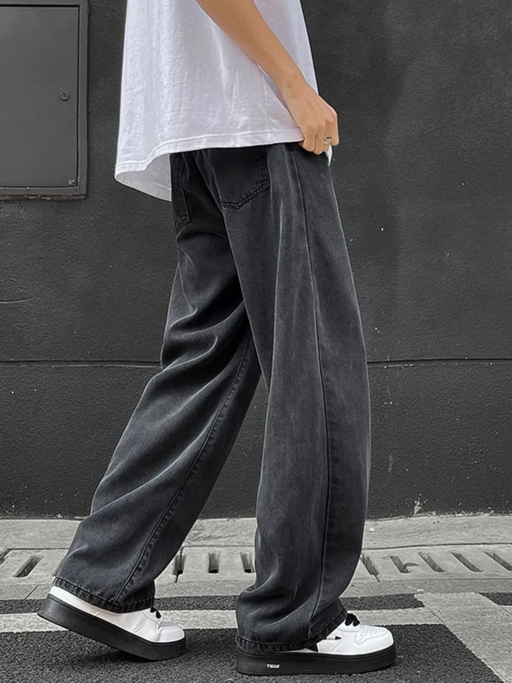 Men's Full Size Wide Leg Drawstring Jeans Plus Size, image 4