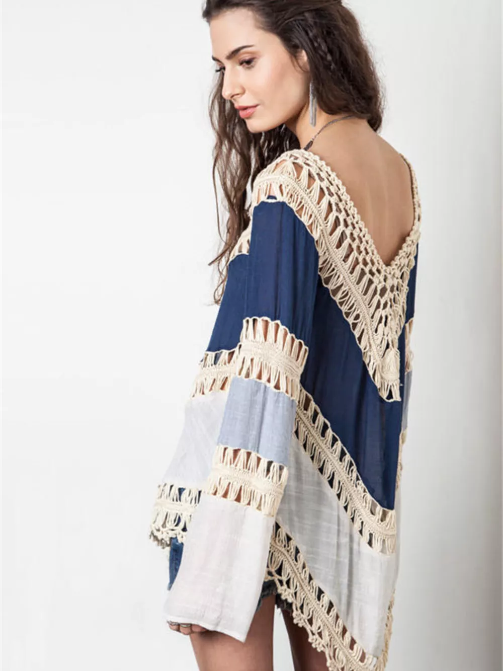 Crochet Trimmed Long Sleeve Cover Up, image 6