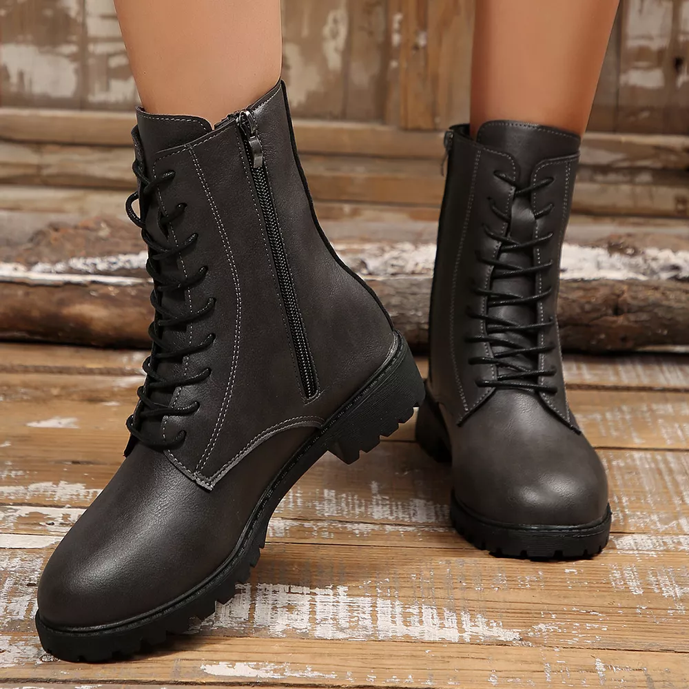 Round Toe Lace Up Boots, image 10