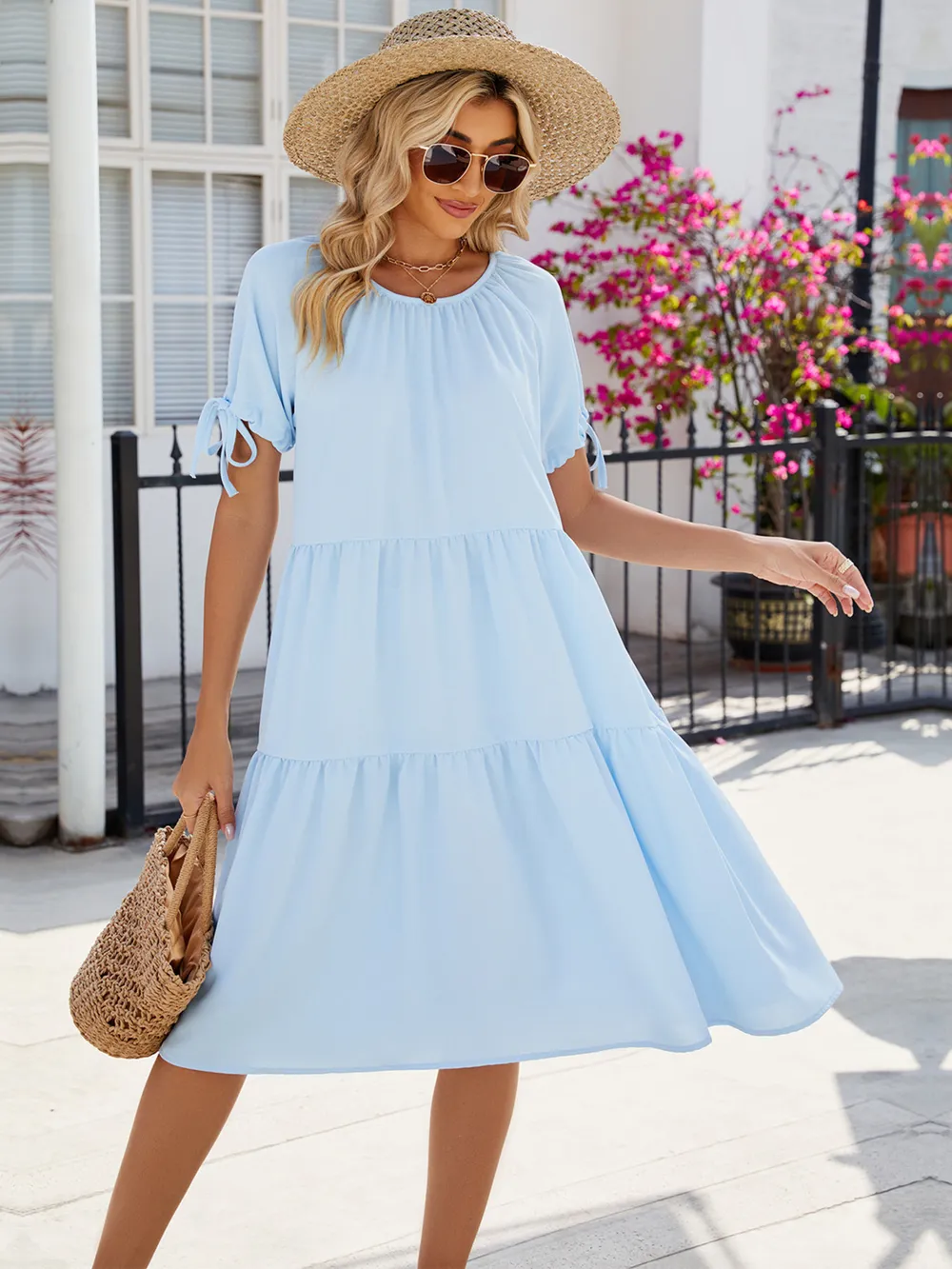 Tiered Round Neck Summer Dress, image 2