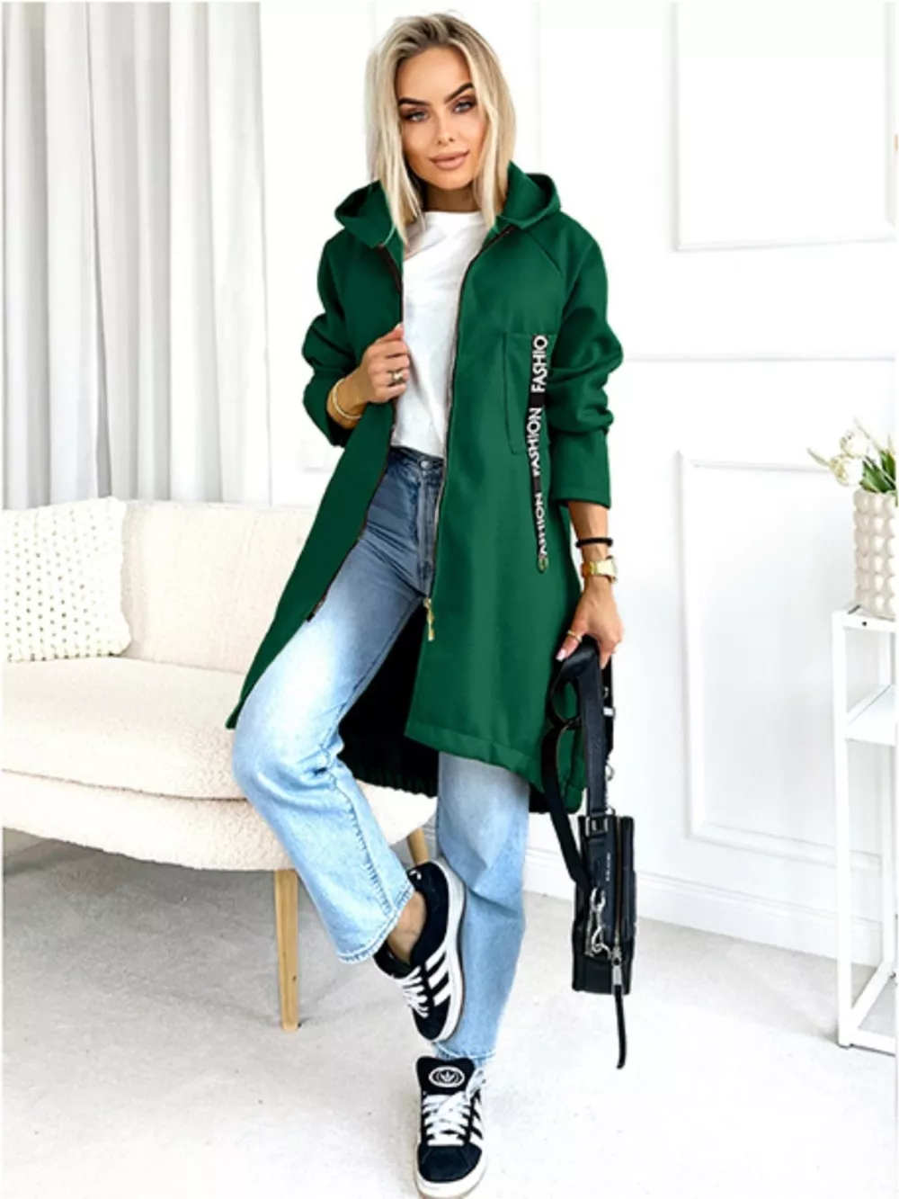Full Size Zip Up Longline Hooded Outerwear Plus Size, image 10