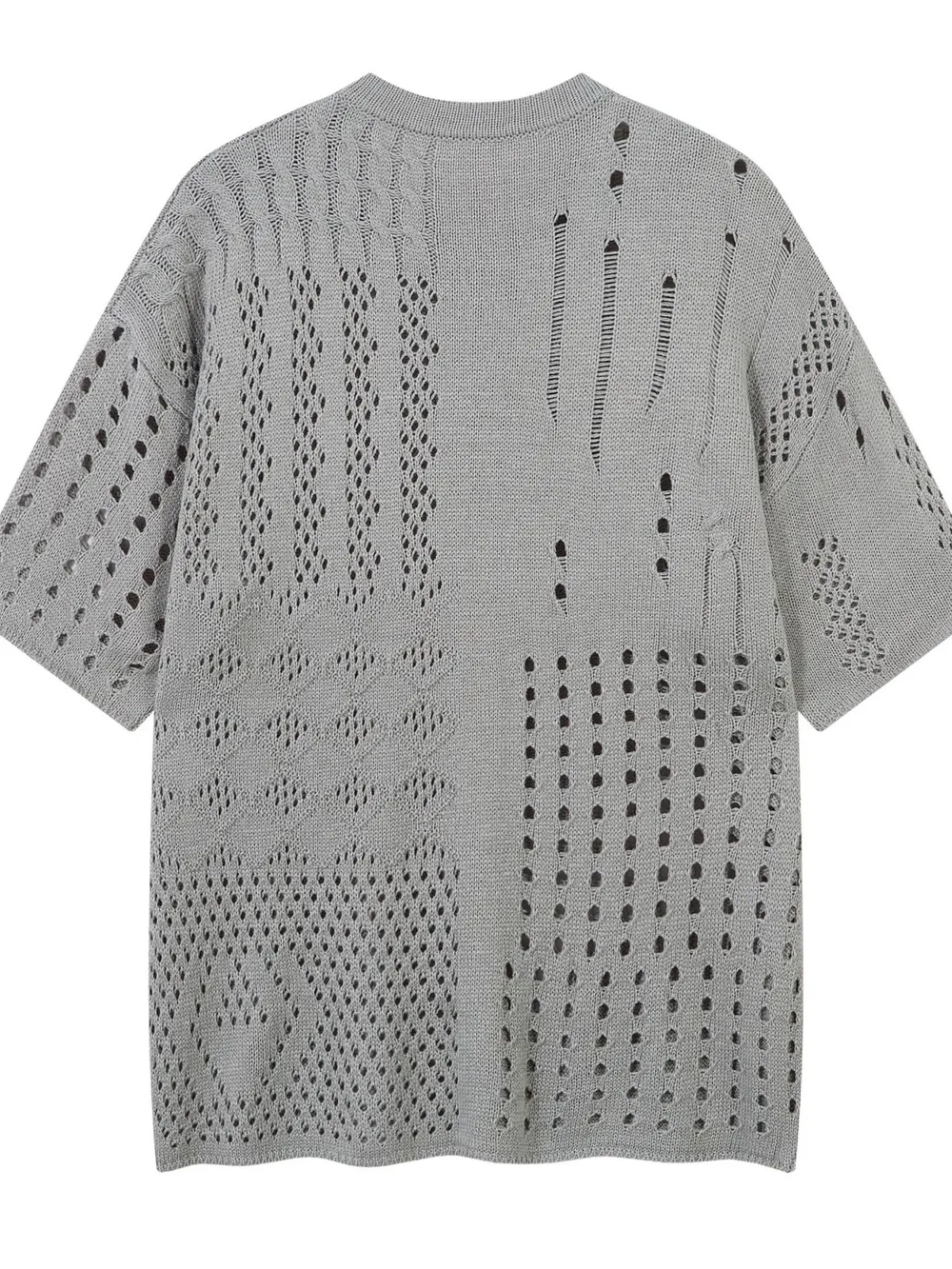 Men's Openwork Button Detail Knit Henley T-Shirt, image 6