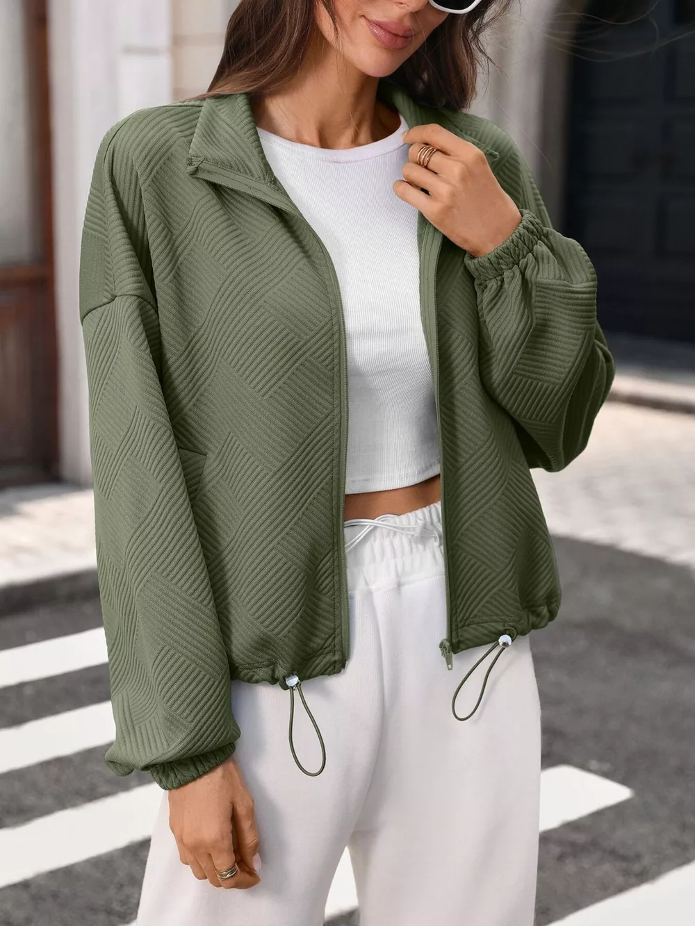 Textured Zip-Up Casual Jacket, image 7