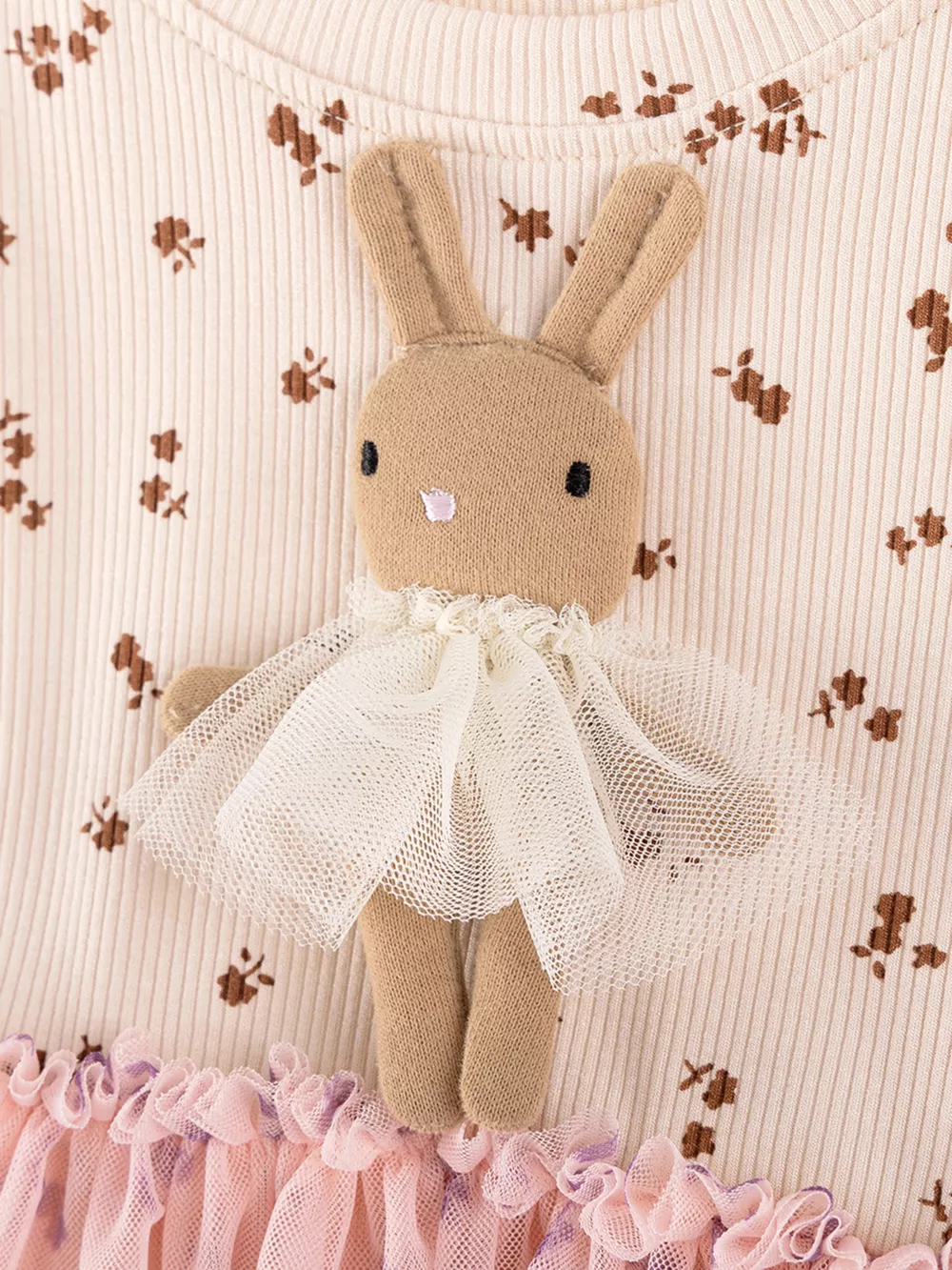 Children's Floral Bunny Applique Tulle Dress, image 2