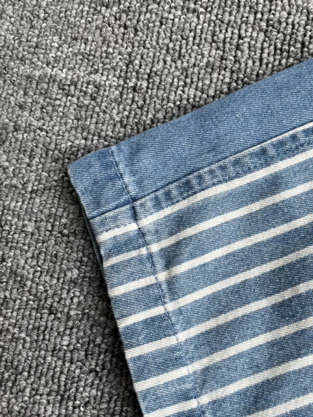 Men's Plus Size Striped Short Sleeve Denim Shirt, image 3