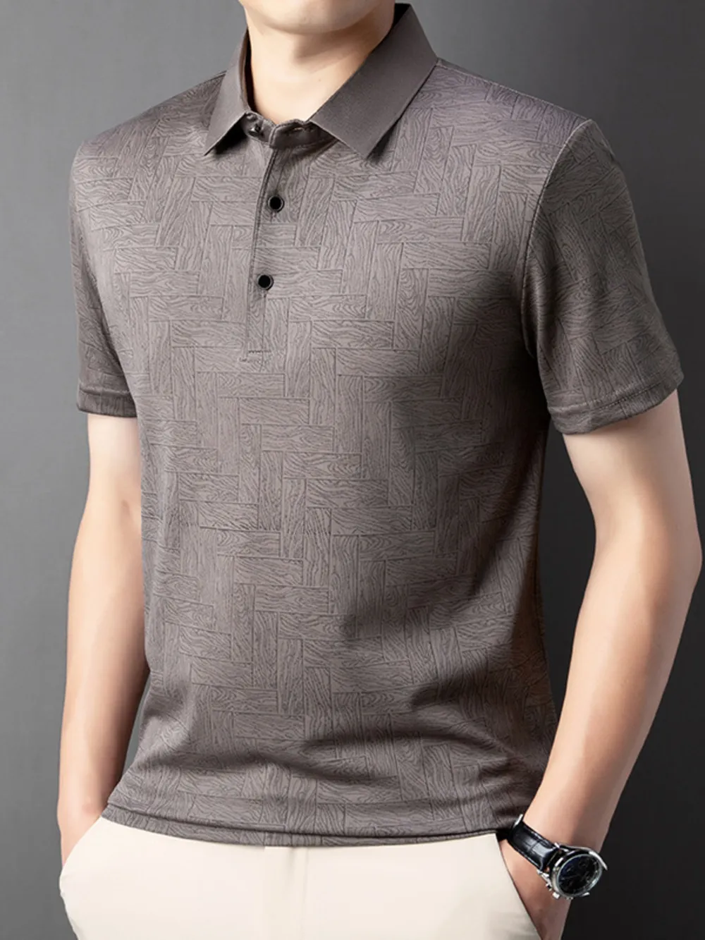Men's Plus Size Button Detail Short Sleeve Polo, image 3