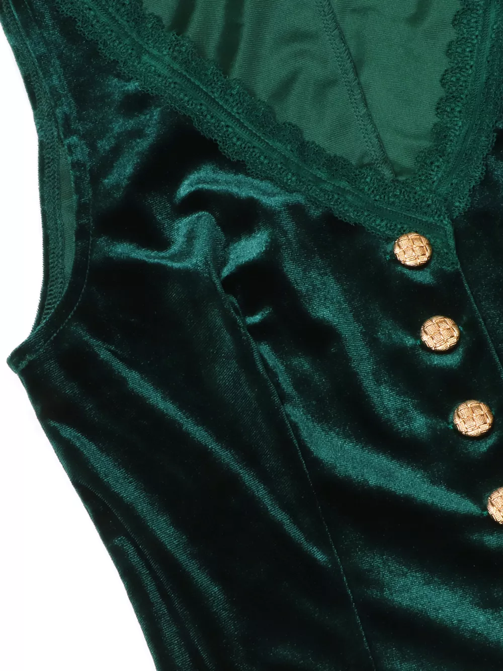 Velvet Lace Trim Button-Down Vest, image 8
