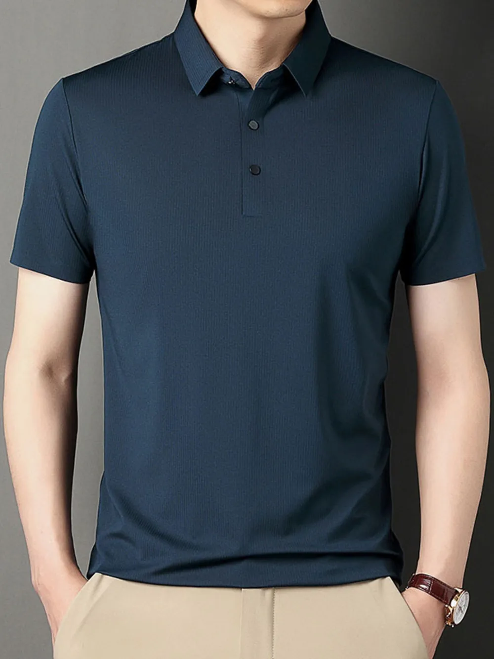 Men's Plus Size Short Sleeve Casual Polo Shirt, image 2
