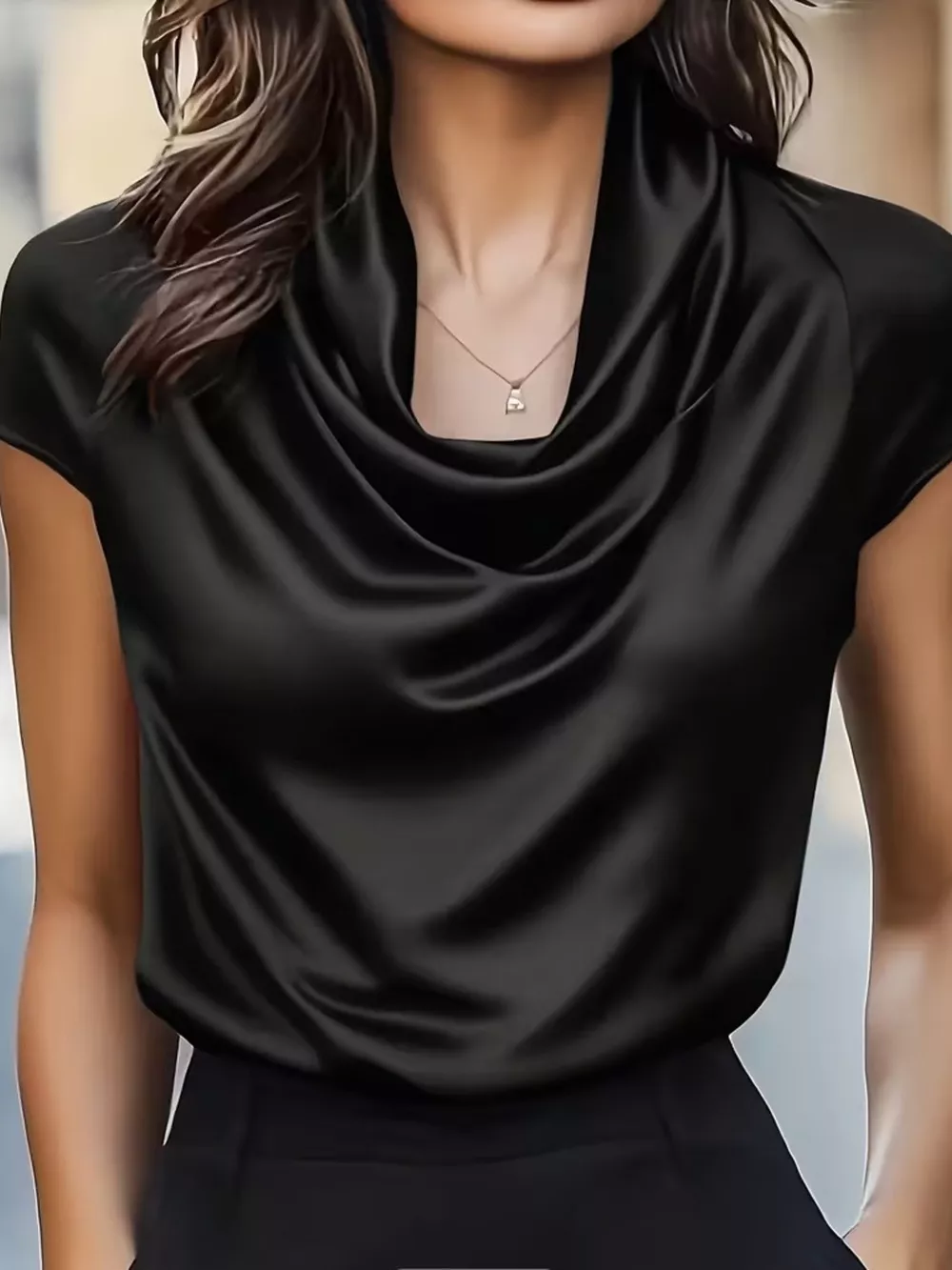Cowl Neck Satin Blouse