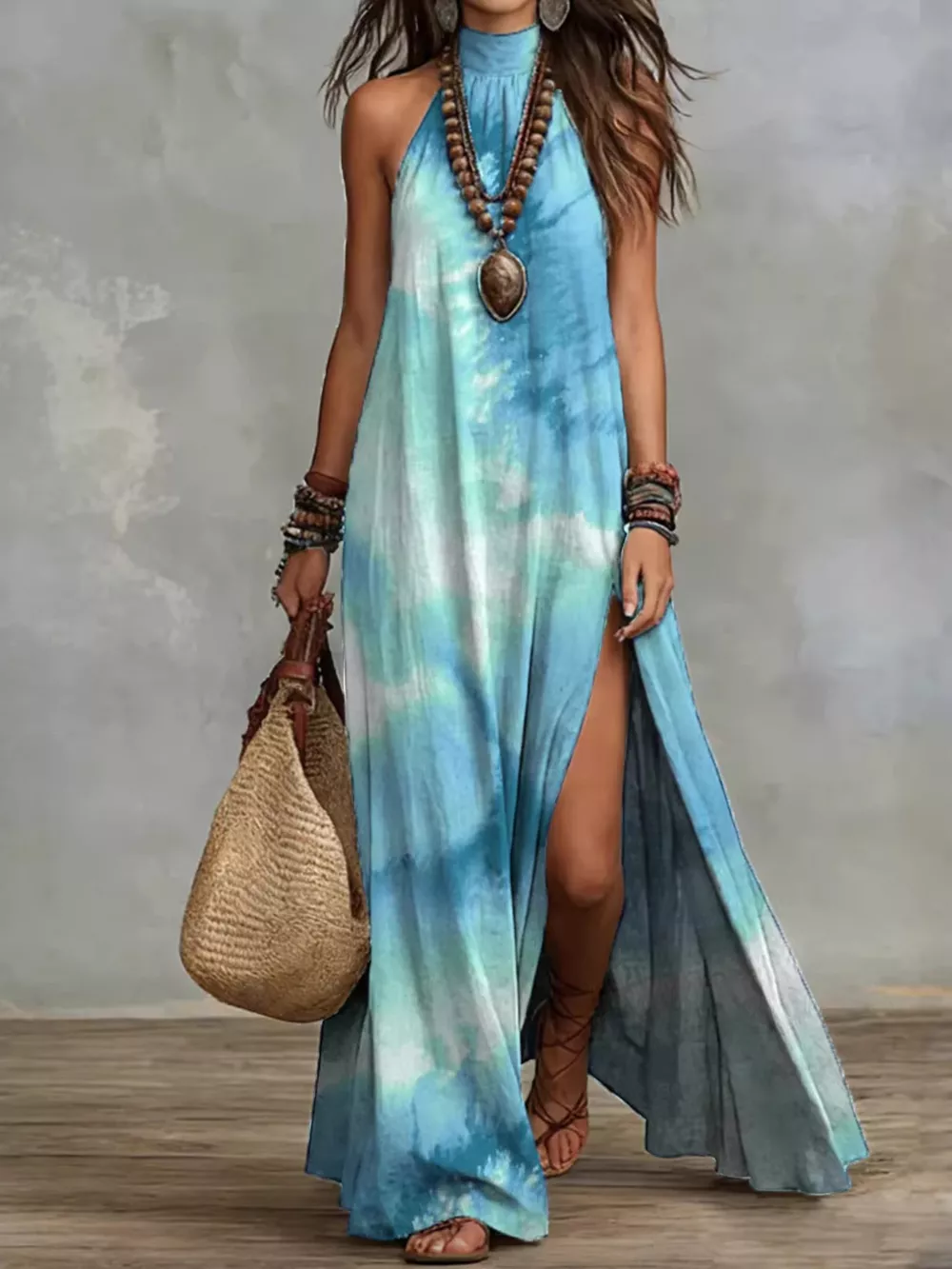 Printed Sleeveless Maxi Dress, image 5