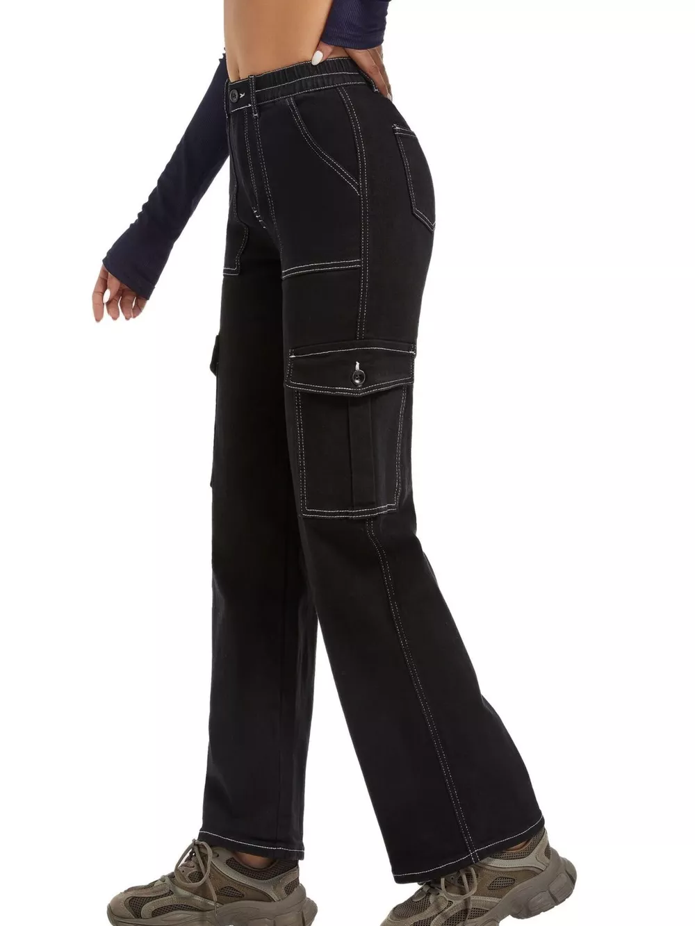 High-Waisted Cargo Jeans, image 10